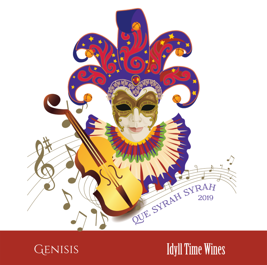 Que Syrah Syrah Wine Label Artwork from Idyll Time Wines